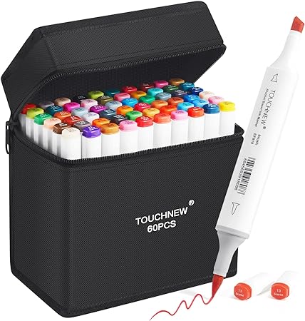 60 Colors Brush Markers, Art Markers Dual Tip Drawing Pens for Artist Adults Kids Drawing,Sketching,Coloring,Highlighting,Illustration,Anime Design