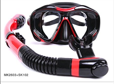 Whale Adult Scuba Diving Snorkelling Set including Dry Snorkel and Tempered Glass Mask