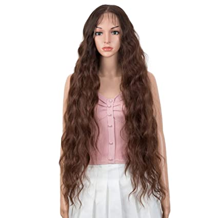 Joedir 36" Super Long Wavy 13X6 Free Parting Easy-360 Lace Frontal Wigs Transparent HD Glueless Lace with Baby Hair for Black Women Heat Resistant Synthetic Hair wigs(Ombre Brown)