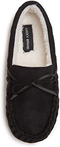 Lucky Brand Boy's Micro-Suede Cozy Moccasin Slippers with Faux Sherpa Lining