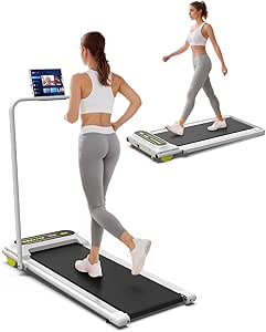 Walking Pad Foldable, Walking Pad with Handle Bar, Foldable Treadmill Under Desk Treadmill, 2.5HP Portable Treadmill for Home and Office, Folding Treadmill 2 in 1 with Remote Control, LED Display