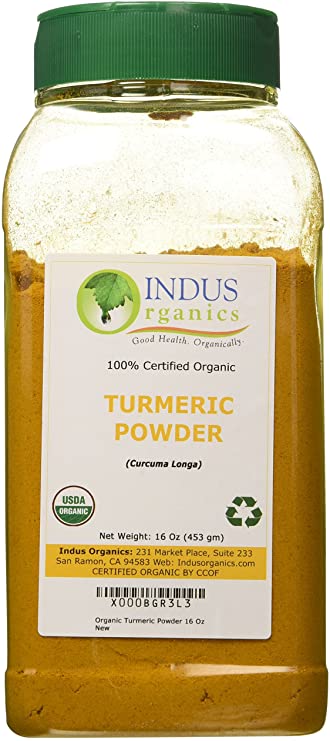 Indus Organic Turmeric (Curcumin) Powder Spice Pack 1 Lb, High Purity, Freshly Packed