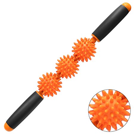 Hippih Muscle Roller Massage for Relief Muscle Soreness, Trigger Point Body Massage Stick, Pressure Point Massager Tools,Help Legs/Back/arms/shoulders/thigh Recovery Orange