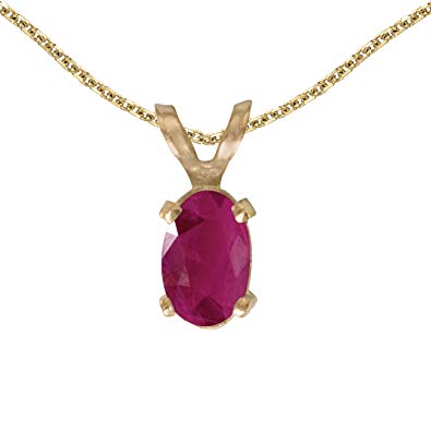 14k Yellow Gold Oval Ruby Pendant with 18" Chain