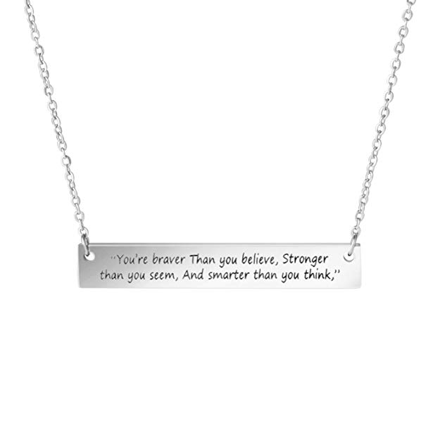 Awegift Necklaces for Women Inspirational Stainless Steel Pendant Bar Necklace Girls Gift Jewelry