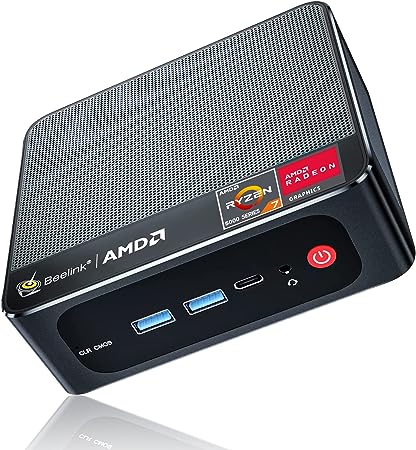 Beelink Mini PC AMD Ryzen 7 5800H 8Cores/16Threads(Up to 4.4GHz) 16G DDR4 3200Mhz 500G M.2 NVME Pcle SSD,Mini Computers Support Triple Display 4K@60Hz/WiFi 6/BT5.2/HDMI/DP/USB-C,Gaming/Office/Home