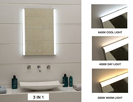24X31.5 Inch Super Bright LED Light Changeable Bathroom Mirror With Touch Switch (GS100T-24315)