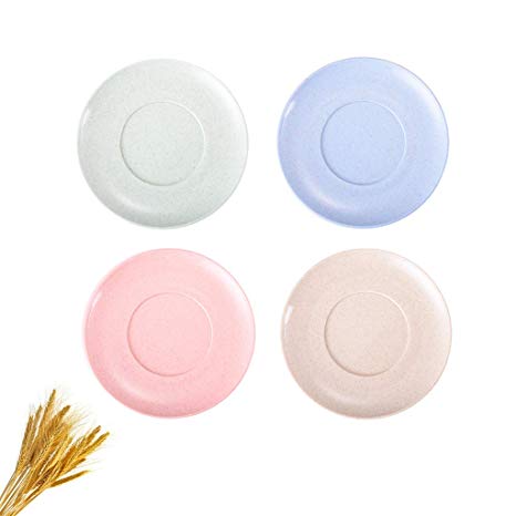 Ymeibe Dinner Plates for Baby Feeding 6 inch, Wheat Straw Degradable Healthy BPA Free Tableware Plate for Toddler Baby Kids, Unbreakable Microwave Dishwasher Safe Lunch Dinner Dishes Set of 4