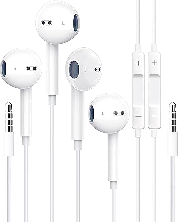 2 Pack Apple Earbuds with 3.5mm Plug Wired Headphones/Earphones [Apple MFi Certified] Built-in Microphone & Volume Control Compatible with iPhone,iPad,iPod,MP3/4,Android and 3.5mm Audio Devices