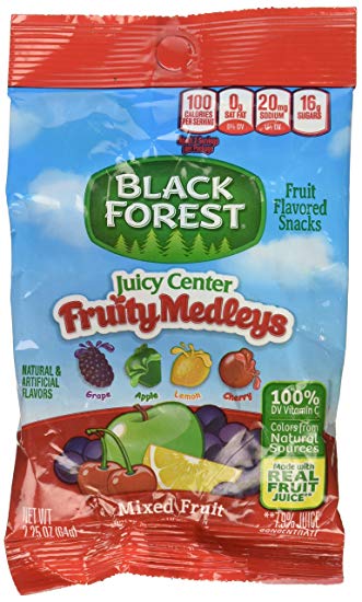 Black Forest Juicy Center Fruity Medley Mixed Fruit Snacks, 2.25 Ounce Bag,  48 Count