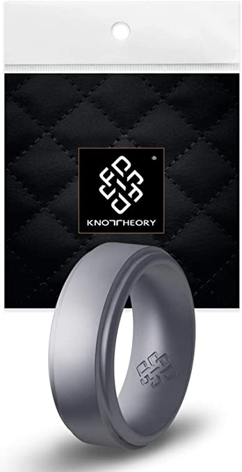 Knot Theory Breathable Silicone Rings for Men for Him | Step Edge 9mm in Black Gold Blue Silver Red | Size 8, 9, 10, 11, 12, 13, 14 | Rubber Wedding Band Engagement Promise Couple