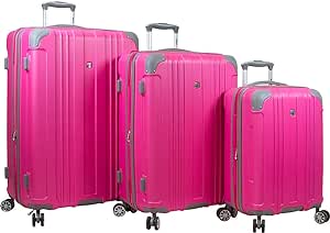 Dejuno Kingsley Abs 3-Piece Hardside Spinner Luggage Set, Pink, One Size
