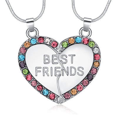 Eloi Best Friend Necklaces Multicolor Heart 2 Piece Gifts for Teen Girls 18 Inch Necklace Set