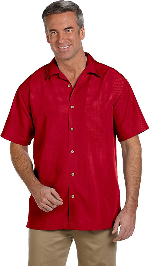 Harriton Men's Barbados Textured Camp Shirt