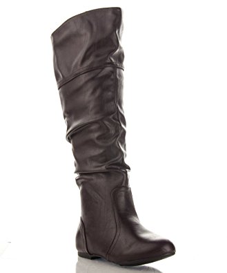 Women's Soft Slouchy Flat To Low Heel Knee High Boots With Hidden Pocket