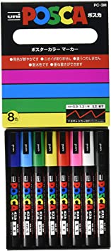 uni-posca Paint Marker Pen - Fine Point - Set of 8 (PC-3M8C), Multicolor