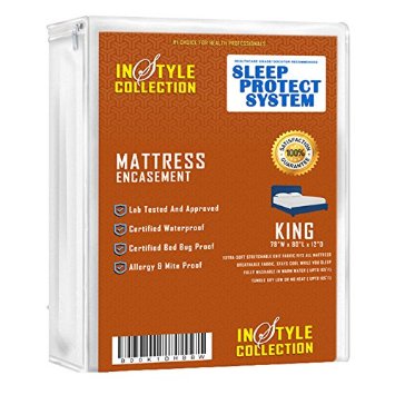 Instyle Fabrics Sleep Protection - Waterproof  Bed Bug Proof Mattress Encasement Premium Waterproof Lab Certified Bed Bug Proof Zippered Mattress Cover King