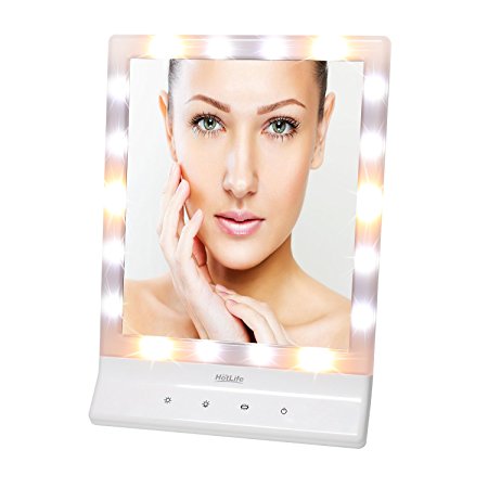 HotLife LED Lighted Makeup Mirror with 18 Dimmable Led Lights, Touch Switch Cosmetic Mirror and Large Screen