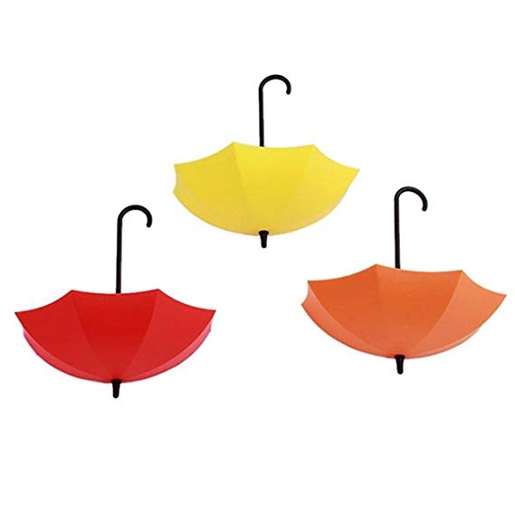 Bluelans 3Pcs Colorful Umbrella Wall Hook Key Hanging Pin Holder Decorative Organizer