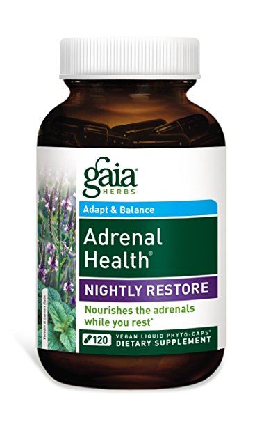 Gaia Herbs Adrenal Health Nightly Restore Supplement, 120 Count