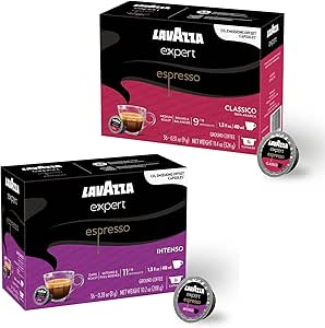 Lavazza Expert Coffee Pods Mixed Pack - 36 Espresso Classico   36 Espresso Intenso Capsules, Keto-Friendly Total 72 for a Rich & Refreshing Coffee Experience Compatible with All LB Machines