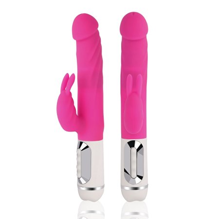 Bravolink Vibrator 8 Function Sex Toy Rabbit Double Vibrating Stimulation G-Spot and Clitoris Rotating Rolling Beads Vibe Massager (Rose Red)