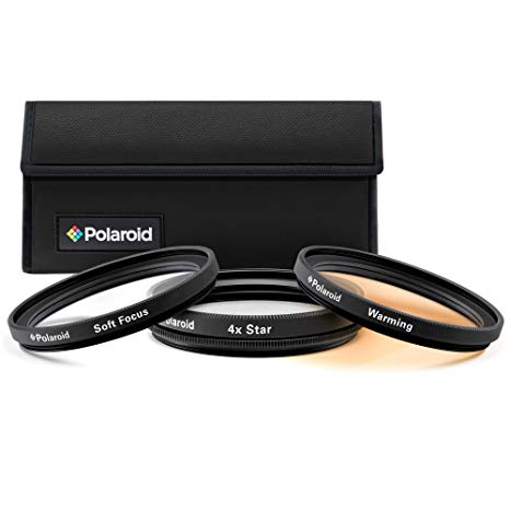 Polaroid Optics 49mm 3-Piece Special Effect Filter Kit Includes Soft Focus, 4 point Star Effect, Warming W/Nylon Carry Case – Compatible w/All Popular Camera Lens Models