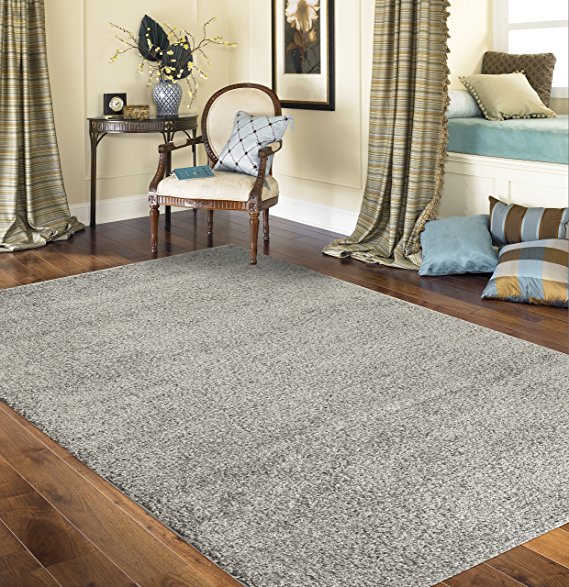 Rugshop Soft Cozy Solid L.Grey Indoor Shag Area Rug, 3'3" x 5', Light Gray