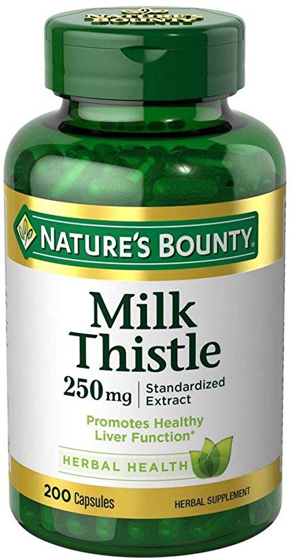 Nature's Bounty Milk Thistle 250 mg Capsules 200 ea (Pack of 6)
