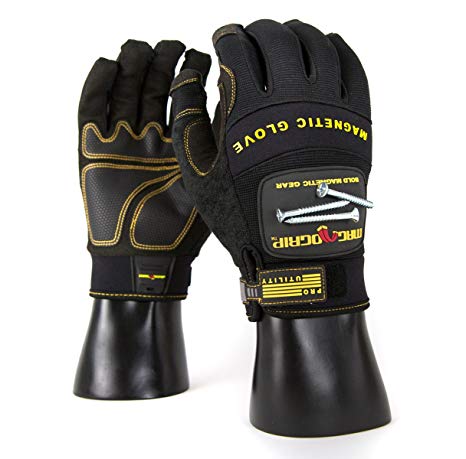 MagnoGrip 002-696 Pro Utility Magnetic Glove with Touchscreen Technology, Large, Black
