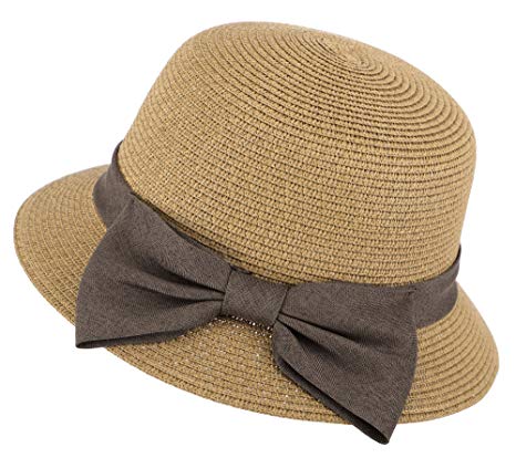 Lullaby Women's Wide Brim Straw Sun Hat w/Large Decorative Bow and Drawstring