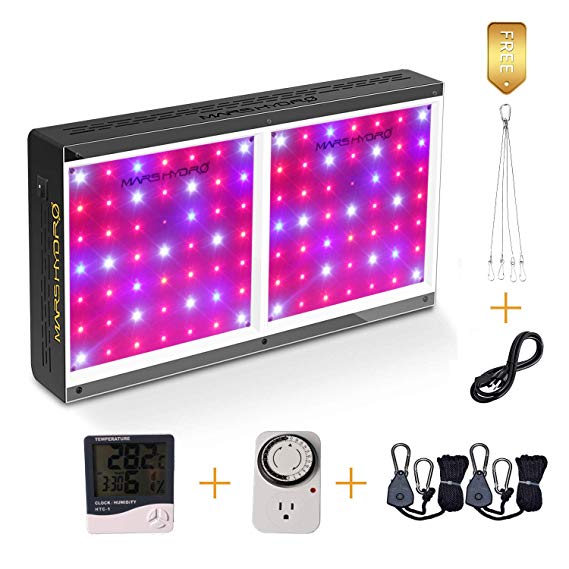 MARS HYDRO Led Grow Light ECO 300W 600W Full Spectrum for Indoor Plants Hydroponic with Humidifier Thermometer Growing Hangers Timer Veg and Flower with Daisy Chain Connection (ECO 600W)