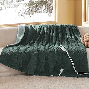 Bedsure Electric Blanket Full Size - Jacquard Shaggy Sherpa Heated Blanket, Heating Blanket with 6 Heating Levels & 10 Timerr Settings, Giftable Warm Heated Blanket Full (72x84 inches, Dark Green)