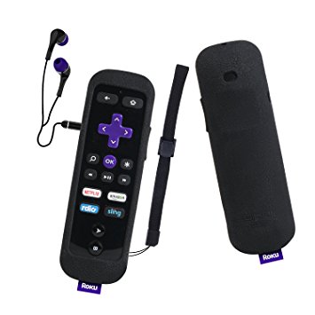 Roku Gaming Remote Case SIKAI Shockproof Protective Case For Roku 3 (4230 and 4200) Roku 2 (4210) RC54R Enhanced Remote Anti-Slip Washable Dust-Proof Anti-Lost With Hand Strap (C-Black)