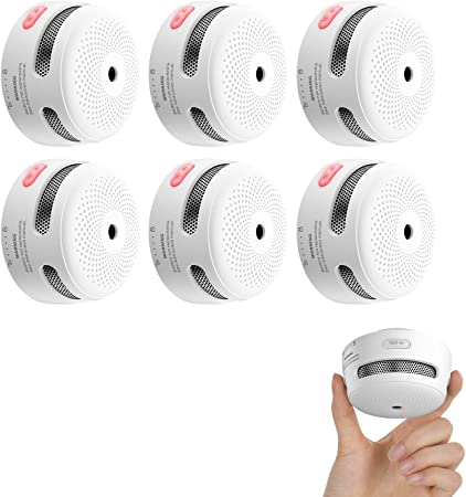X-Sense Mini Smoke Alarm, 10-Year Battery Fire Alarm Smoke Detector with LED Indicator & Silence Button, Compliant with UL 217 Standard, XS01, 6-Pack