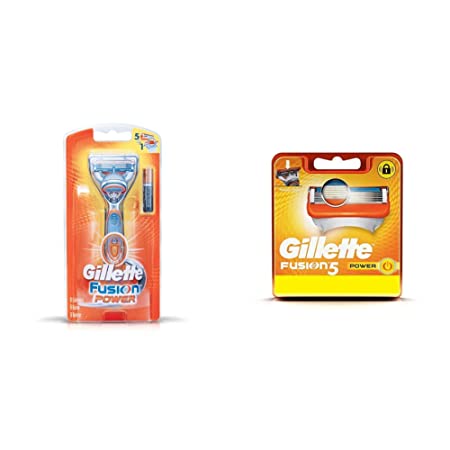 Gillette Fusion Power Shaving Razor & Fusion Power Shaving Razor Blades - 8 Pieces (Save Upto 23%) Combo