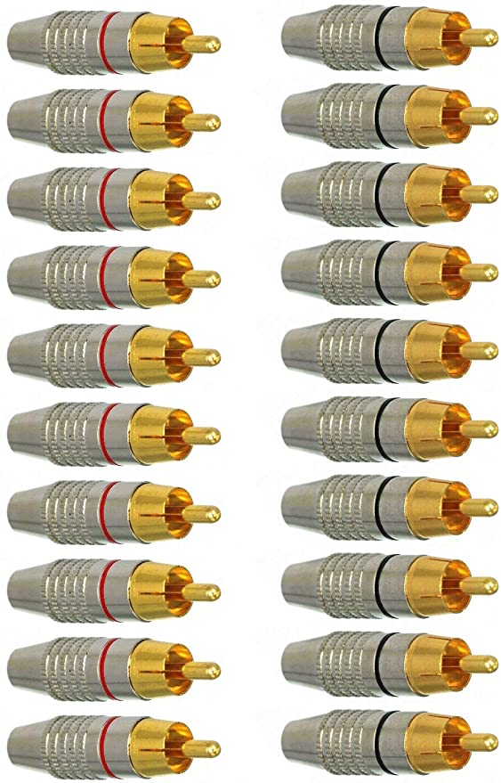 EEEKit RCA Plug Solder Gold Audio Video Adapter Cable Connector Cable Connector (20 Pack)