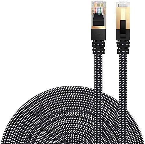 Cat 8 Ethernet Cable, DanYee Nylon Braided 10ft High Speed Network Cable LAN Cable Wires CAT 8 RJ45 Ethernet Cable Cord 3ft 10ft 16ft 26ft 33ft 50ft 66ft 100ft (Black 10ft)