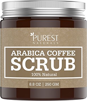 Purest Naturals Arabica Coffee Body Scrub - Best Remedy for Spider Varicose Veins, Cellulite, Stretch Marks, Eczema & Acne - Reduce Puffiness & Anti-Swelling Naturally