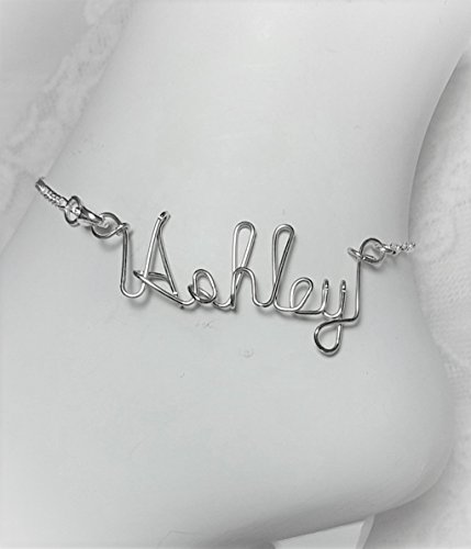 Anklet Ankle Bracelet - Personalized Name with or without Heart charm .925 Sterling Silver jeweler's wire - Custom Handcrafted size 8, 9, 10, 11, 12 inches FREE SHIPPING