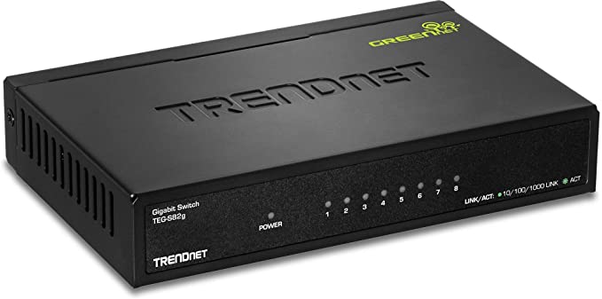 TRENDnet 8-Port Gigabit GREENnet Switch, TEG-S82G, Ethernet Splitter, Ethernet/Network Switch, 8 x 10/100/1000 Mbps Gigabit Ethernet Ports, 16 Gbps Switching Capacity, Metal
