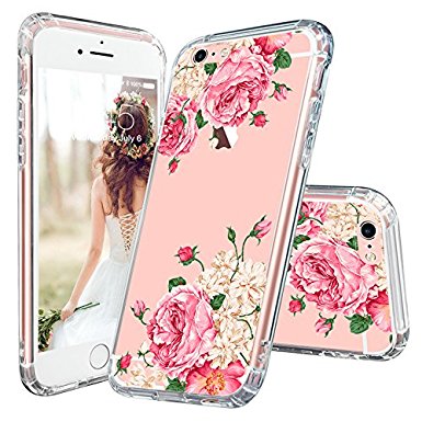 iPhone 6 Case, iPhone 6 Cover, MOSNOVO Floral Pink Rose Flower Clear Design Transparent Plastic Hard Case with TPU Bumper Protective Back Phone Case Cover for Apple iPhone 6/6s (4.7 Inch)