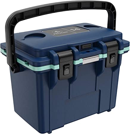 Pelican 14 Quart Personal Cooler (Pacific Blue/Seafoam) | Holds 6 Cans with Ice | 36-Hour Ice Retention | 3-Year Warranty