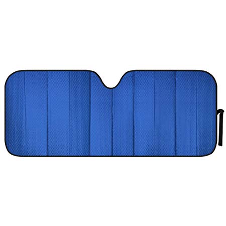 Motor Trend AS31BL Front Windshield Sun Shade - Black Jumbo Accordion Folding Auto Sunshade for Car Truck SUV 66 x 27 Inch (Blue)