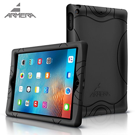 Armera iPad 9.7 Inch 2017 Cover Case With Heavy Duty Kids Safe Extra Corner Silicone Protection and Anti Slip Grip For Apple iPad 9.7 (2017 MARCH Released) Black