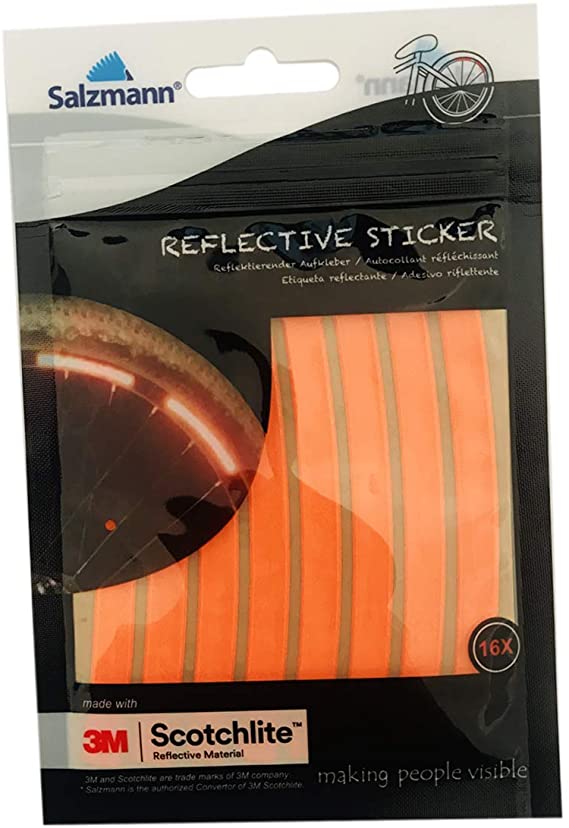 Salzmann 3M Scotchlite Reflective Sticker | High Visiblity Stickers | Ideal for Backpacks, Bicycles, Helmets, Bags, Draw-bar Box, Cars and More | Orange