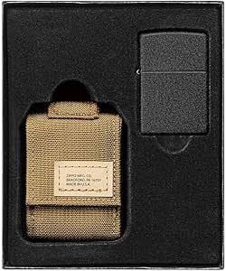 Zippo Coyote Tactical Pouch and Black Crackle Windproof Lighter Gift Set