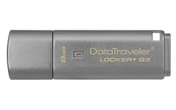 Kingston Technology DTLPG3/8GB 8 GB Data Traveler Locker   G3, USB 3.0 with Personal Data Protection and Automatic Cloud Backup, Silver