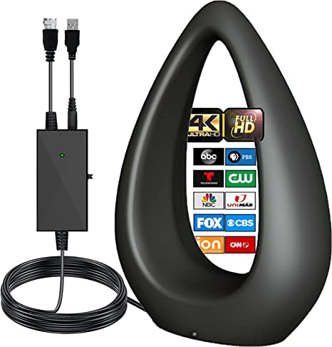 Antier Amplified Indoor Digital Tv Antenna – Best Powerful Amplifier, Signal Booster & Has up to 350  Miles Range, Support 8K 4K Full HD Smart and Older Tvs with 10ft Coaxial Cable [2023 Release]