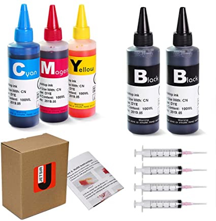JetSir 4 Color Compatible Refill Ink kit for Canon 250 251 270 271 280 281 PG240 CL241 PG245 CL246 PG210 CL211 1200 2200 Inkjet Cartridge, CISS ect, 100ml x5 Bottle with 4 Syringe and Instruction